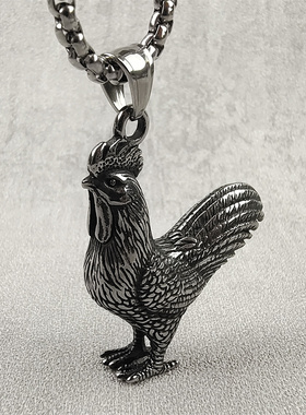复古男女士钛钢小鸡吊坠项链百搭