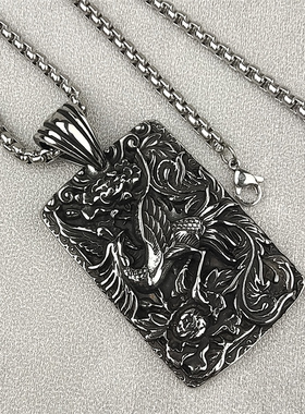 复古男士钛钢吊坠凤凰项链百搭