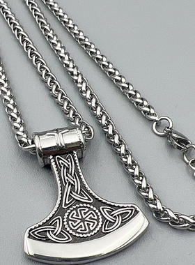 简约维京吊坠双面斧头项链百搭