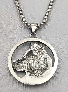 简约狼头吊坠项链钛钢百搭男女