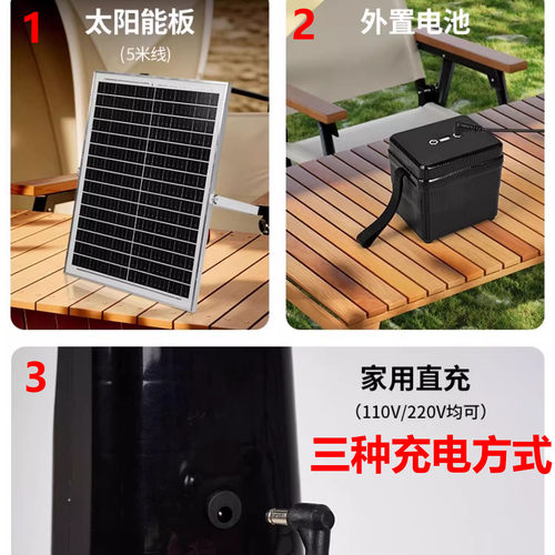 纯铜遥头大风力太阳能充电风扇12V交直流遥控落地扇静音家用户外 - 图0