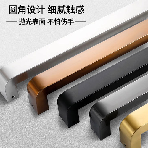 玻璃门拉手特厚不锈钢大门圆角门把手方管推拉木门玫瑰金对装防撞 - 图2
