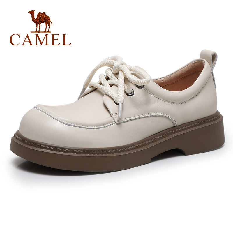 骆驼女鞋2025秋季新款真皮英伦风单鞋女厚底休闲jk小皮鞋女乐福鞋,淘宝优惠券,粉丝福利购,淘宝优惠卷