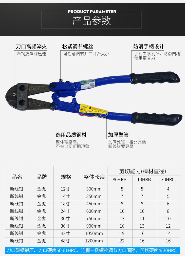 正品金虎优质强力断线钳断线剪钢丝工程剪断钢筋大力剪钢筋剪刀 - 图1