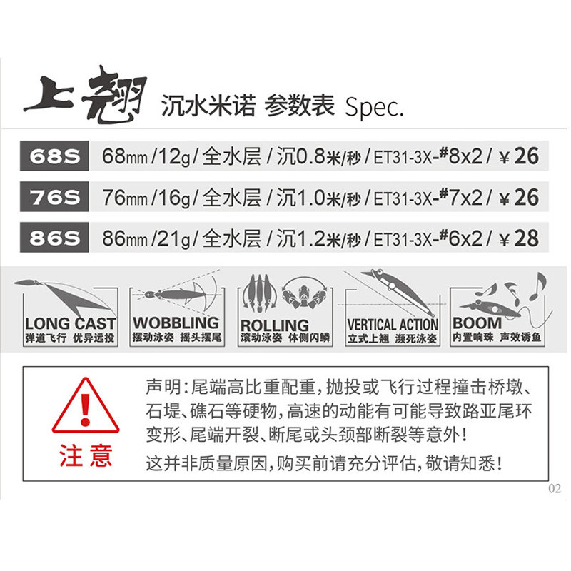 蓝旗鱼上翘沉水米诺路亚饵弹道超远投全泳层专用翘嘴海鲈鱼鱼假饵,淘宝优惠券,粉丝福利购,淘宝优惠卷