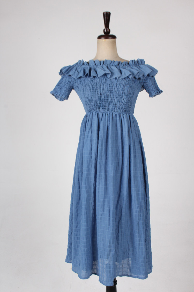 vintage古着日本制春夏中古复古风中长款连衣裙H867