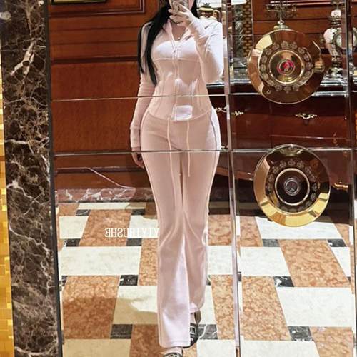 热销 Onoev LF032温柔~性感修身连帽外套+休闲裤套装jm - 图0