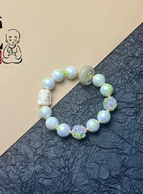 显白推荐文玩小狐琉璃绣花球手链