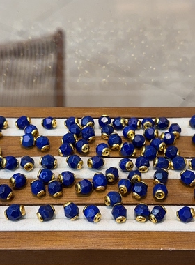 18K金青金石刻面汉堡珠7mm