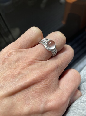 天然俄冰玉卡8莫桑钻925银密口戒下单联系客服注明尺寸