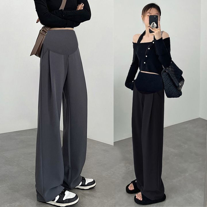 孕妇西装裤子春秋季新款外穿打底裤灰色垂感直筒阔腿拖地长裤春秋,淘宝优惠券,粉丝福利购,淘宝优惠卷