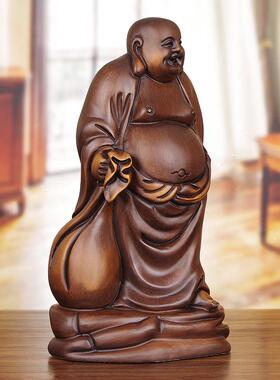 实木雕笑佛摆件布袋和尚弥勒佛家居商铺办公室大肚佛装饰工艺礼品