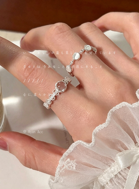 韩系简约花朵戒指素圈ins日常指环食指戒女