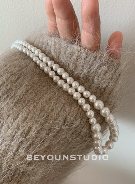 渐变大小项链珍珠锁骨链珍珠