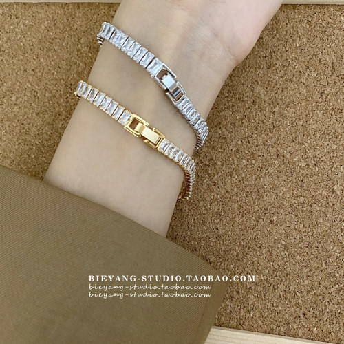 ZUORAN 简约锆石手链女高级感时髦百搭复古粗链条气质满钻手饰B49 - 图2