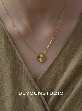 ZUORAN 轻奢小众高级感金色四叶草项链ins时尚百搭钛钢锁骨链407