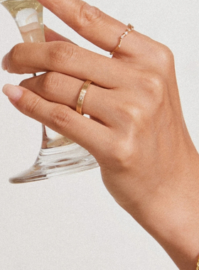 14k金镶钻小众叠戴戒指