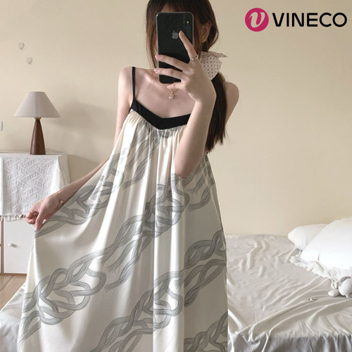 Vineco/维妮芳冰丝带胸垫夏季吊带无袖凉感高级感可外穿连衣裙 - 图2