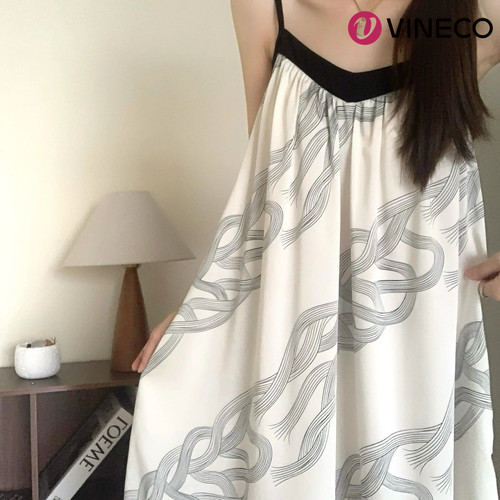 Vineco/维妮芳冰丝带胸垫夏季吊带无袖凉感高级感可外穿连衣裙 - 图3