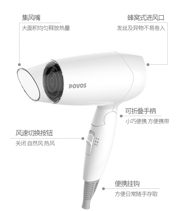 奔腾电吹风机家用护发宿舍用学生便携吹风筒大风力速干理发店专用 - 图3