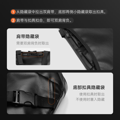 Reeyee托特包黑色男女多功能单肩挎包手提袋大容量学生书包双肩包 - 图1