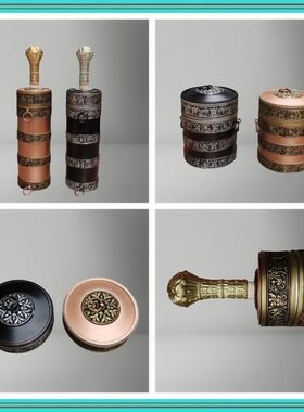 藏式打茶桶酥油茶酥油桶木打茶棒民族风糌粑盒摆件藏族复古