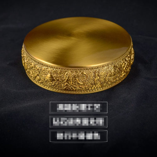 藏地密码纯铜曼扎盘藏式修盘尼泊尔日月轮款曼达供曼茶罗10cm - 图0