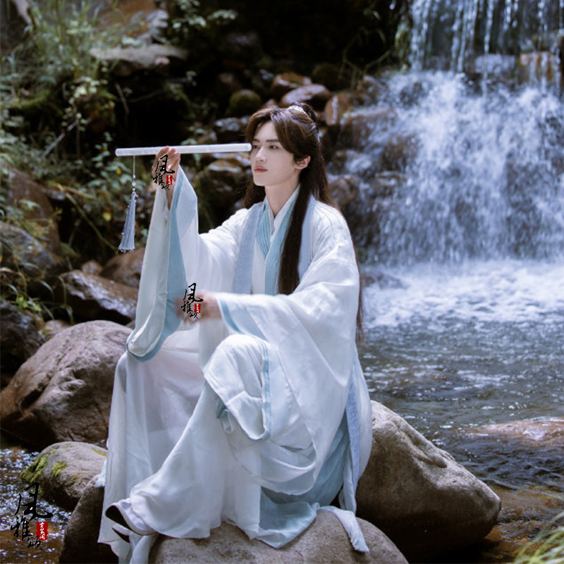 影视古装闫桉同款男士汉服仙侠服武侠侠客服飘逸公子服影楼写真服_虎窝淘