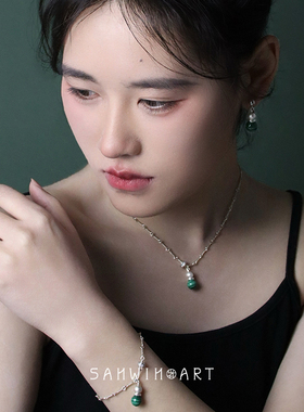 原创心静新中式大漆银手链