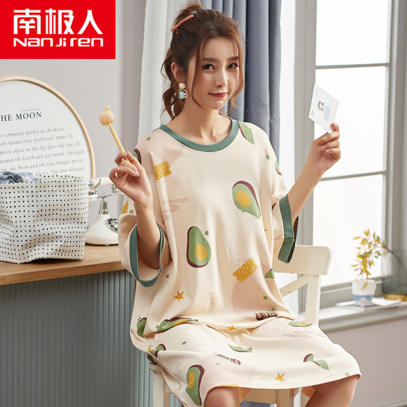 南极人睡衣直销梦朵芸店南极人睡裙女夏季睡衣短袖薄款连衣裙春秋公主风可爱纯棉夏天裙子2