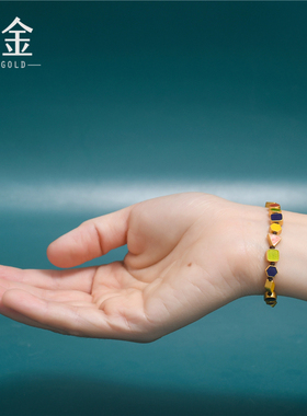 手工錾刻宫廷古法金烧蓝多彩手串