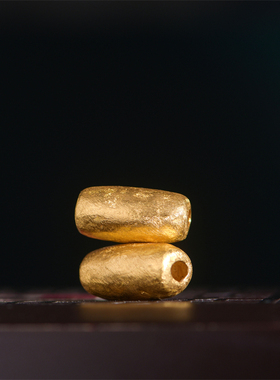 恋金 足金手工錾刻古法黄金 锤纹金大配珠 项链手链配饰配件