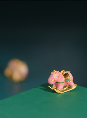 恋金 足金珐琅烧蓝 摇摆马吊坠 宫廷手工古法黄金配件配饰