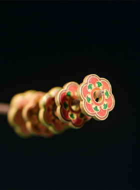 珐琅烧蓝六瓣花隔片手工古法黄金