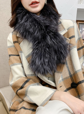 冰奴寒域双面编织皮草真毛围巾