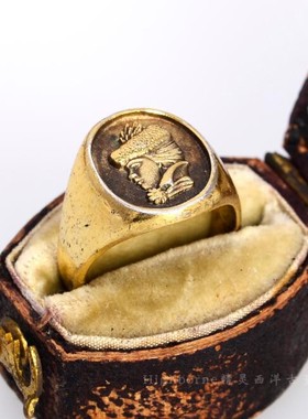 首饰西洋古董女士浮雕印章戒指