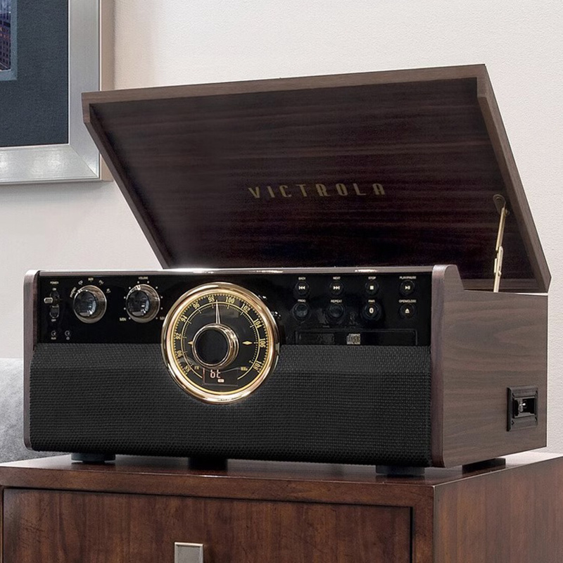 美国Victrola Empire多功能6合1黑胶唱片复古留声机cd蓝牙音箱 - 图2