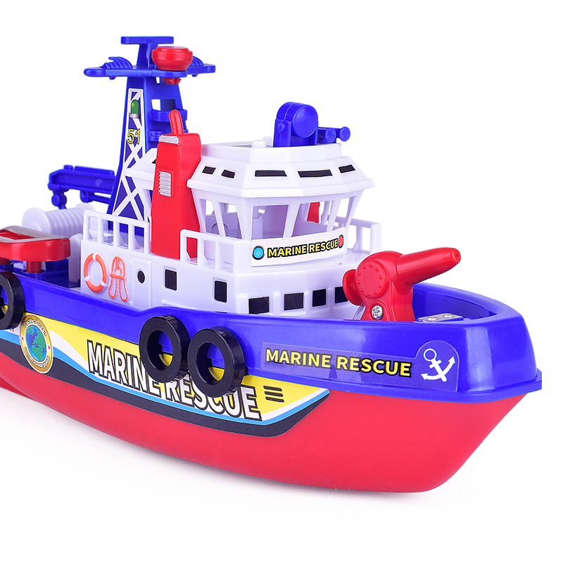 电动会喷水的海上消防船玩具仿真快艇模型儿童洗澡戏水游轮可下水 - 图0