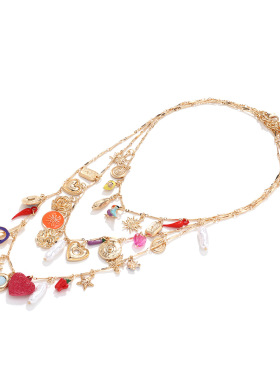 欧美夏日小众多层爱心项链