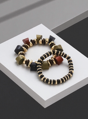 木纹手镯套装异形拼接欧美大牌