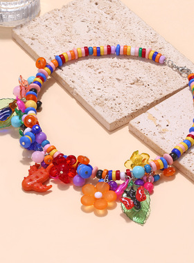 欧美气质小众多巴胺糖果色项链