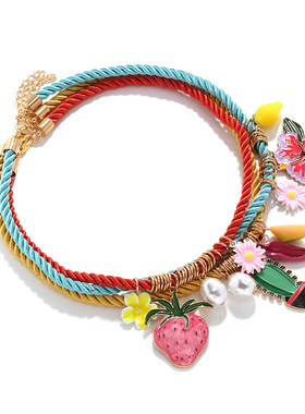 欧美夏日设计感草莓项链