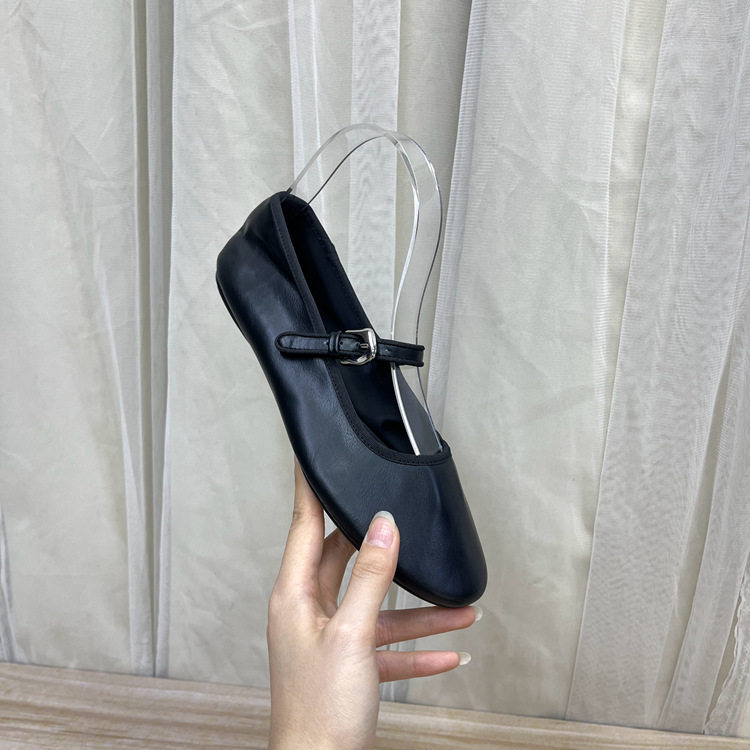 外贸原单女鞋新款时尚休闲百搭圆头纯色浅口一字扣舒适平底单鞋,淘宝优惠券,粉丝福利购,淘宝优惠卷