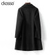 双面羊毛大衣女中长款翻领黑色宽松羊毛呢子秋冬新款轻奢毛呢外套