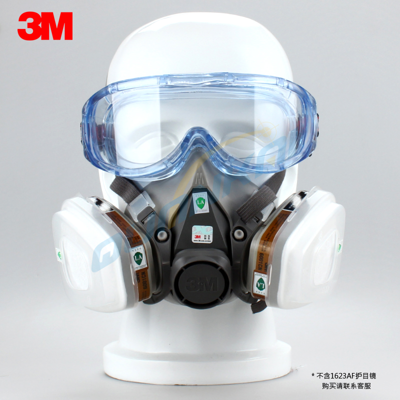 3M6200防毒面具活性炭滤毒盒面罩喷漆油漆专用化工气体防氯气毒气-图2