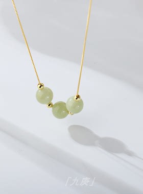 「三生玉缘」双色和田玉锁骨链