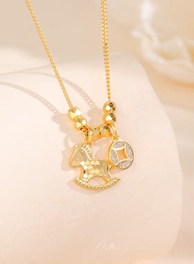 「金运马上」S925银锆石双吊坠链