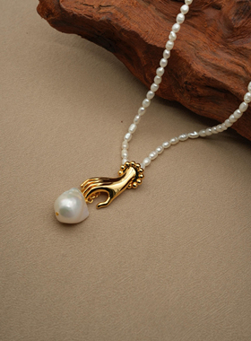 小众设计款手作复古珍珠项链