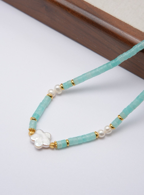 小众设计天河石珍珠项链