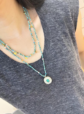 天然蓝绿松石石项链女款